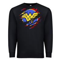 Black tear off wonder woman shield Premium Sweatshirt - artisFamous