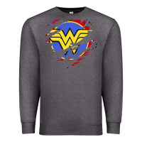 Charcoal Heather tear off wonder woman shield Premium Sweatshirt - artisFamous