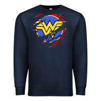Navy tear off wonder woman shield Premium Sweatshirt - artisFamous