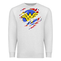 Oatmeal Heather tear off wonder woman shield Premium Sweatshirt - artisFamous