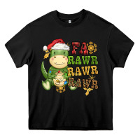 Black watercolor t rex fa rawr rawr rawr christmas Heavy Core Tee - CowGirlArtShop