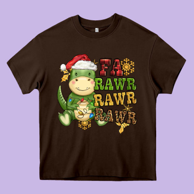 Watercolor T Rex Fa Rawr Rawr Rawr Christmas Heavy Core Tee Designed By Cowgirlartshop