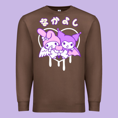 Melody And Kuromi Heart Premium Sweatshirt Designed By Artisfamous