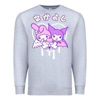 Heather Grey melody and kuromi heart Premium Sweatshirt - artisFamous