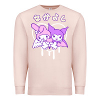 Pale Pink melody and kuromi heart Premium Sweatshirt - artisFamous
