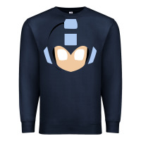 Navy mega man retro video game face Premium Sweatshirt - artisFamous
