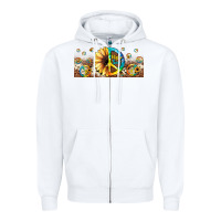 White hippie soul leopard sunflower Zipper Hoodie - JahusDesignShop
