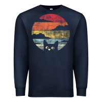 Navy cat retro vintage style Premium Sweatshirt - artisFamous