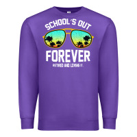 Purple school out forever retired teacher retro summer Premium Sweatshirt - artisFamous