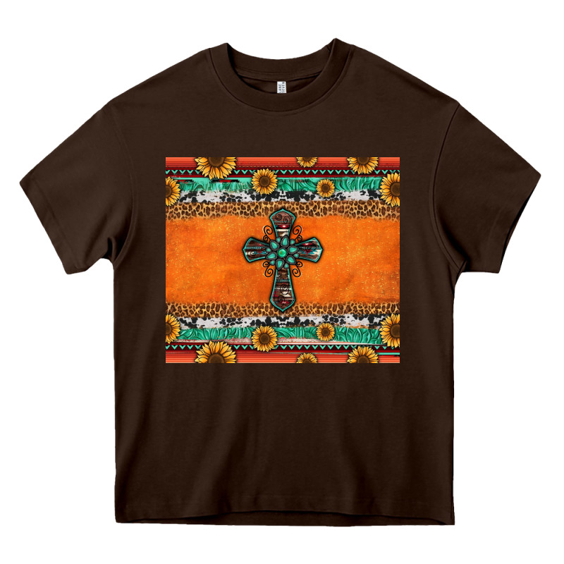 Sunflowers Cross Aztec Pattern Heavy Core Tee by Jasminsmagicworld | Teevron