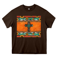 Chocolate Brown sunflowers cross aztec pattern Heavy Core Tee - Jasminsmagicworld