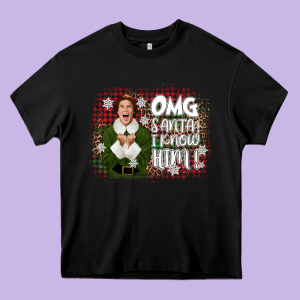 The Elf Omg Santa Heavy Core Tee Designed By Cowgirlartshop