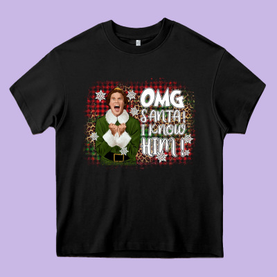 The Elf Omg Santa Heavy Core Tee Designed By Cowgirlartshop