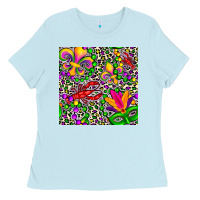 Baby Blue mardi gras crawfish leopard  seamless pattern Ladies Tee - FaDigitalArtStudio