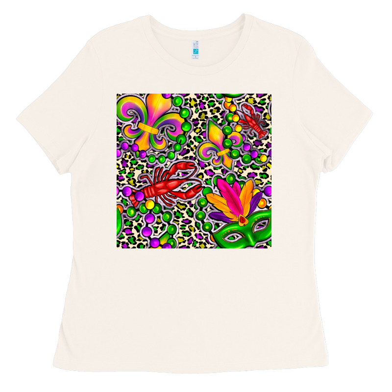 Mardi Gras Crawfish Leopard  Seamless Pattern Ladies Tee by FaDigitalArtStudio | Teevron
