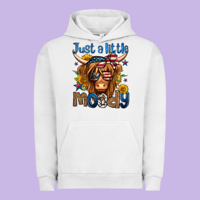 Just A Little Moody 4th Of July Long Haired Cow Urban Hoodie Designed By Jasminsmagicworld