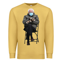 Antique Gold bernie sitting in the cold with mittens meme Premium Sweatshirt - artisFamous
