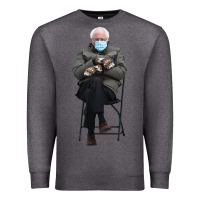Charcoal Heather bernie sitting in the cold with mittens meme Premium Sweatshirt - artisFamous