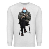 Oatmeal Heather bernie sitting in the cold with mittens meme Premium Sweatshirt - artisFamous