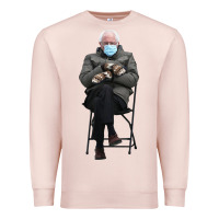 Pale Pink bernie sitting in the cold with mittens meme Premium Sweatshirt - artisFamous
