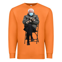 Carrot bernie sitting in the cold with mittens meme Premium Sweatshirt - artisFamous