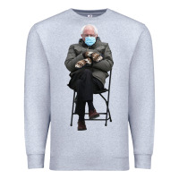 Heather Grey bernie sitting in the cold with mittens meme Premium Sweatshirt - artisFamous