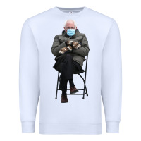 White bernie sitting in the cold with mittens meme Premium Sweatshirt - artisFamous