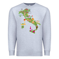 Heather Grey Italy map Premium Sweatshirt - artisFamous