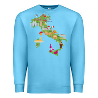 Ocean Blue Italy map Premium Sweatshirt - artisFamous