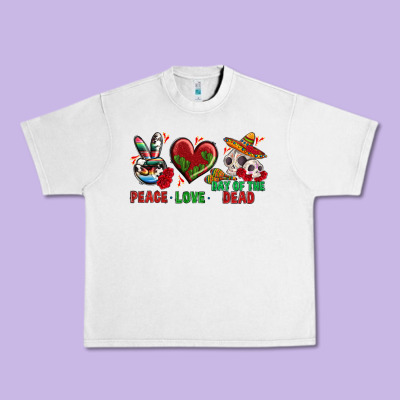 Peace Love Day Of The Dead Urban Heavy Tee Designed By Bundleandbundleshop