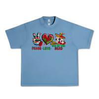 Pebble Blue Peace Love Day Of The Dead Urban Heavy Tee - BundleAndBundleShop