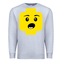 Heather Grey surprised expression lego head Premium Sweatshirt - artisFamous