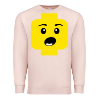 Pale Pink surprised expression lego head Premium Sweatshirt - artisFamous