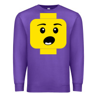 Purple surprised expression lego head Premium Sweatshirt - artisFamous
