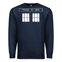 Navy the blue box t shirt doctor doc dalek bbc bow tie tv tenth eleventh wh Premium Sweatshirt - artisFamous