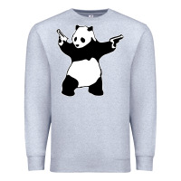 Heather Grey banksy panda Premium Sweatshirt - artisFamous