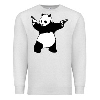 Oatmeal Heather banksy panda Premium Sweatshirt - artisFamous
