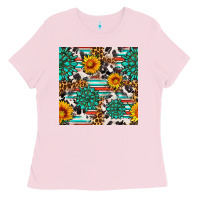Bubblegum Pink gemstone sunflower cowhide leopard seamles pattern Ladies Tee - FaDigitalArtStudio