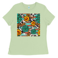 Matcha gemstone sunflower cowhide leopard seamles pattern Ladies Tee - FaDigitalArtStudio