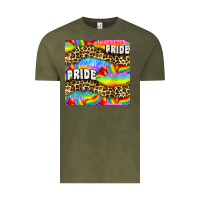 Vintage Olive Pride lgbtq leopard with love and rainbow seamless Vintage Tee - BundleAndBundleShop