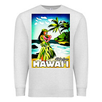 Oatmeal Heather hawaii hula girl Premium Sweatshirt - artisFamous