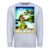 Heather Grey hawaii hula girl Premium Sweatshirt - artisFamous