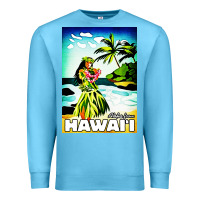 Ocean Blue hawaii hula girl Premium Sweatshirt - artisFamous