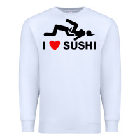 White i love sushi funny Premium Sweatshirt - artisFamous