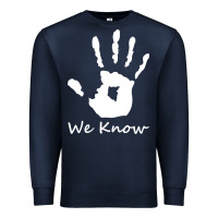 Navy skyrim dark brotherhood we know hand novelty kids mens womens t shirt Premium Sweatshirt - artisFamous