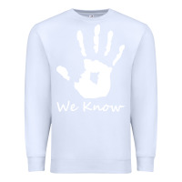White skyrim dark brotherhood we know hand novelty kids mens womens t shirt Premium Sweatshirt - artisFamous
