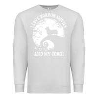 Dove Grey i love horror movies and my corgi funny corgi Premium Sweatshirt - artisFamous