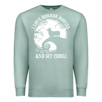 Seafoam i love horror movies and my corgi funny corgi Premium Sweatshirt - artisFamous
