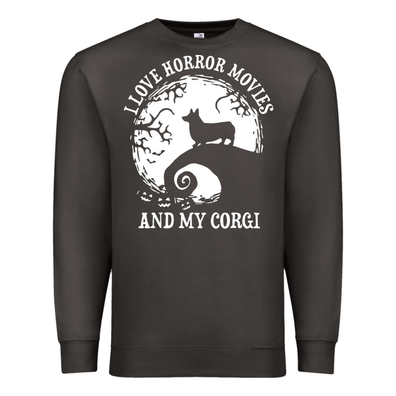 I Love Horror Movies And My Corgi Funny Corgi Premium Sweatshirt by artisFamous | Teevron
