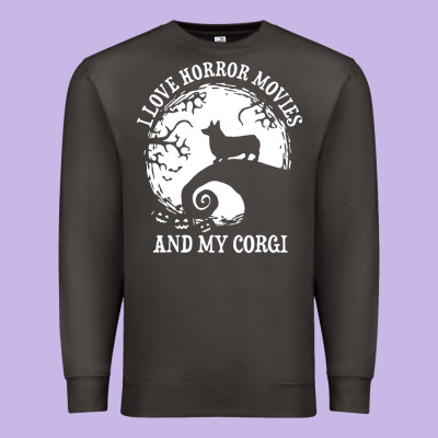 I Love Horror Movies And My Corgi Funny Corgi Premium Sweatshirt Designed By Artisfamous